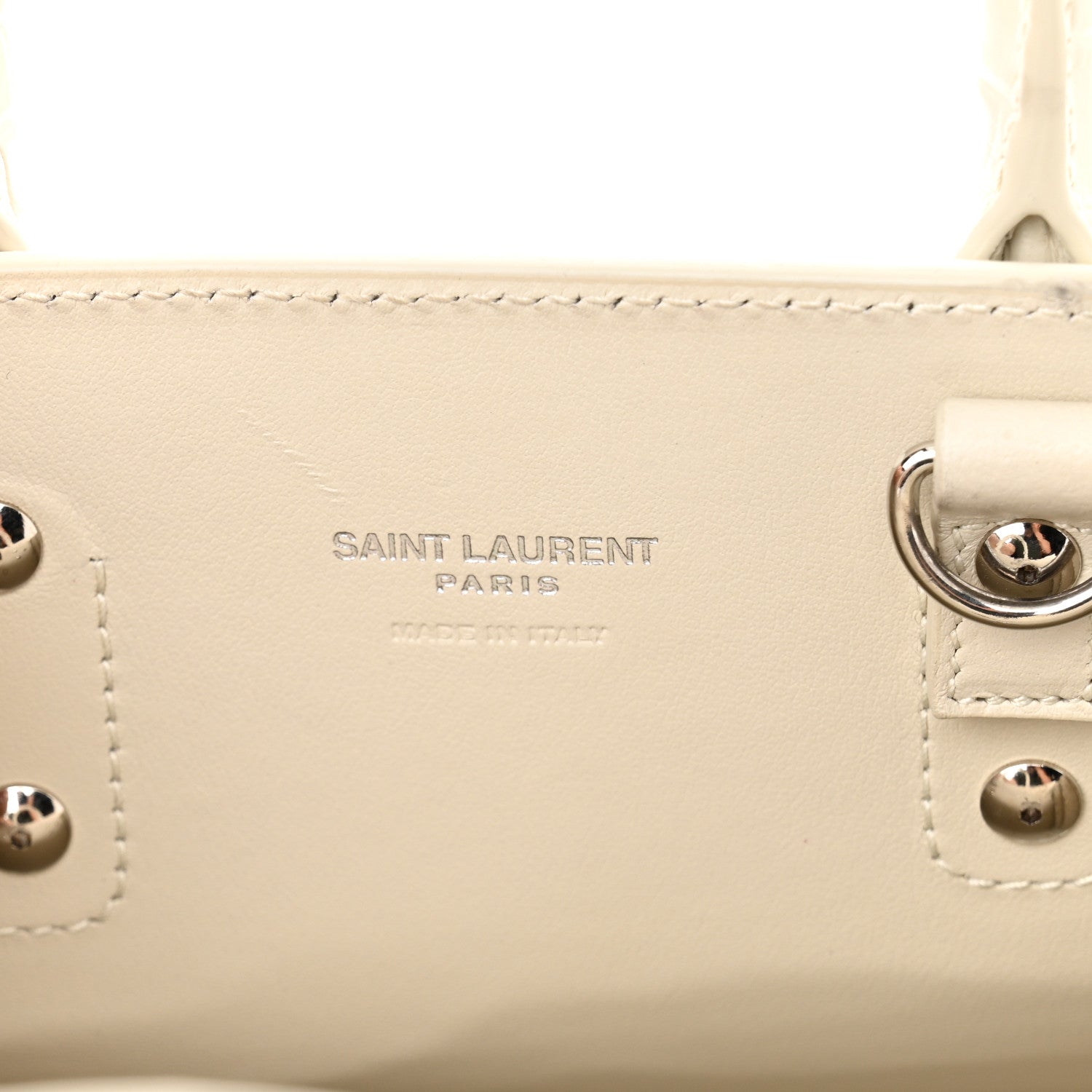 Saint Laurent Calfskin Crocodile Embossed Nano Sac De Jour Crema Soft 5 of 9