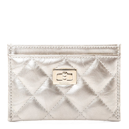 Chanel Metallic Aged Calfskin Quilted Reissue Card Holder Gold 1 of 8