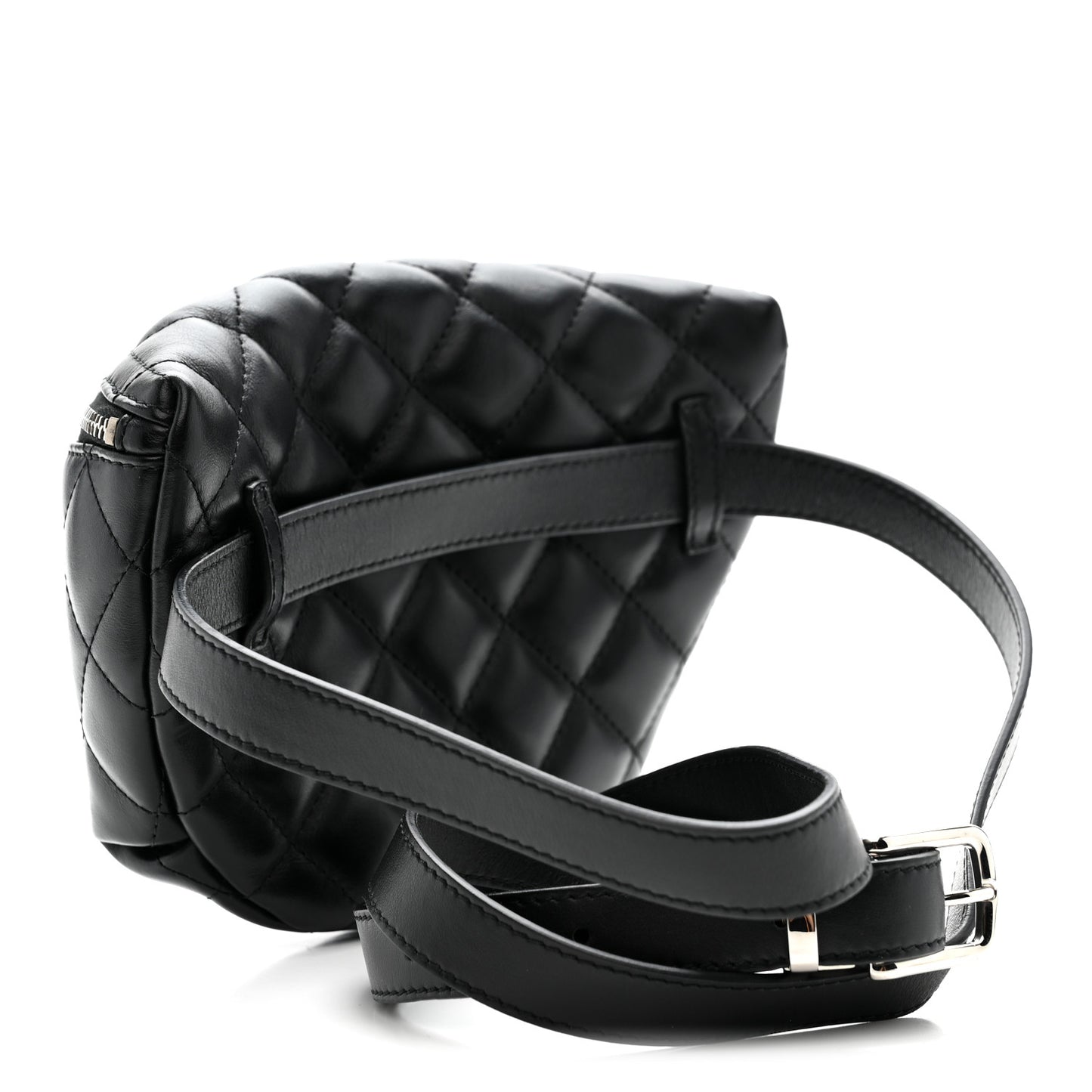 Lambskin Quilted Waist Belt Bag Black