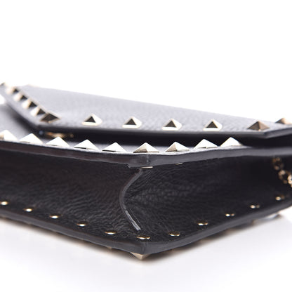 Valentino Garavani Pebbled Calfskin Rockstud Envelope Wallet on Chain Black 8 of 10