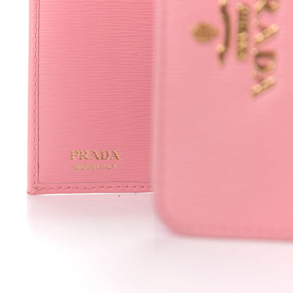 Prada Vitello Move Bi-Color Tri-Fold Compact Wallet Petalo Peonia 5 of 5