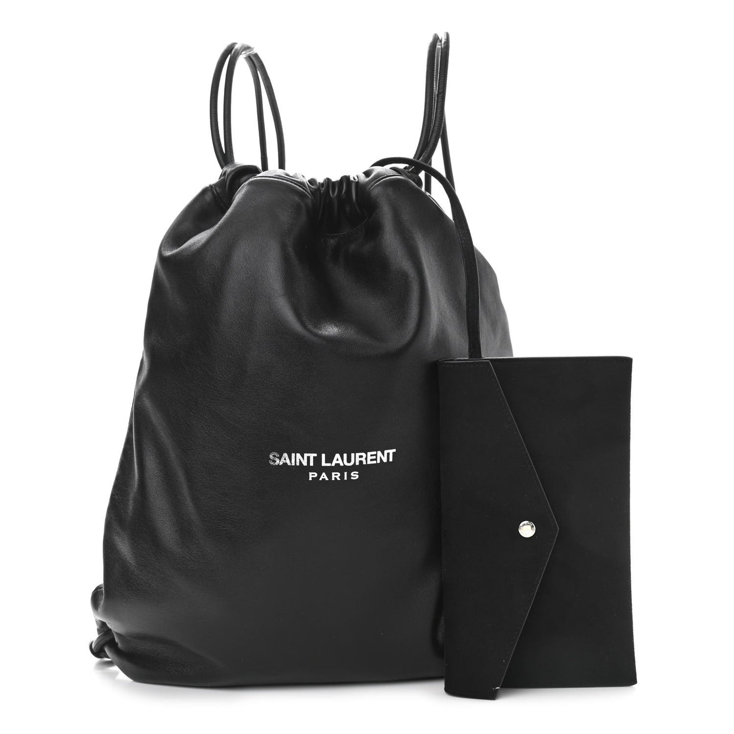 Lambskin Teddy Drawstring Bag Black