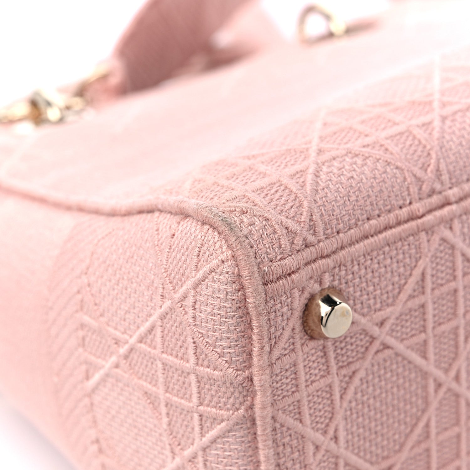Christian Dior Canvas Embroidered Cannage Medium Lady D-Lite Pink 9 of 13