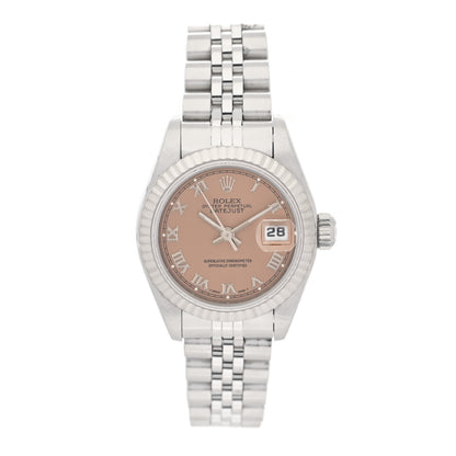 Rolex Stainless Steel 18K White Gold 26mm Oyster Perpetual Datejust Watch Pink Roman 69174 1 of 4