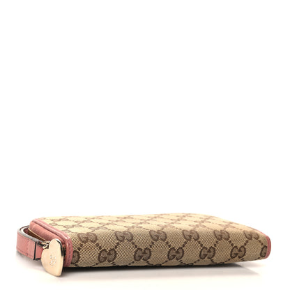 Gucci Monogram Heart Zip Around Wallet Wristlet Beige Pink 4 of 8