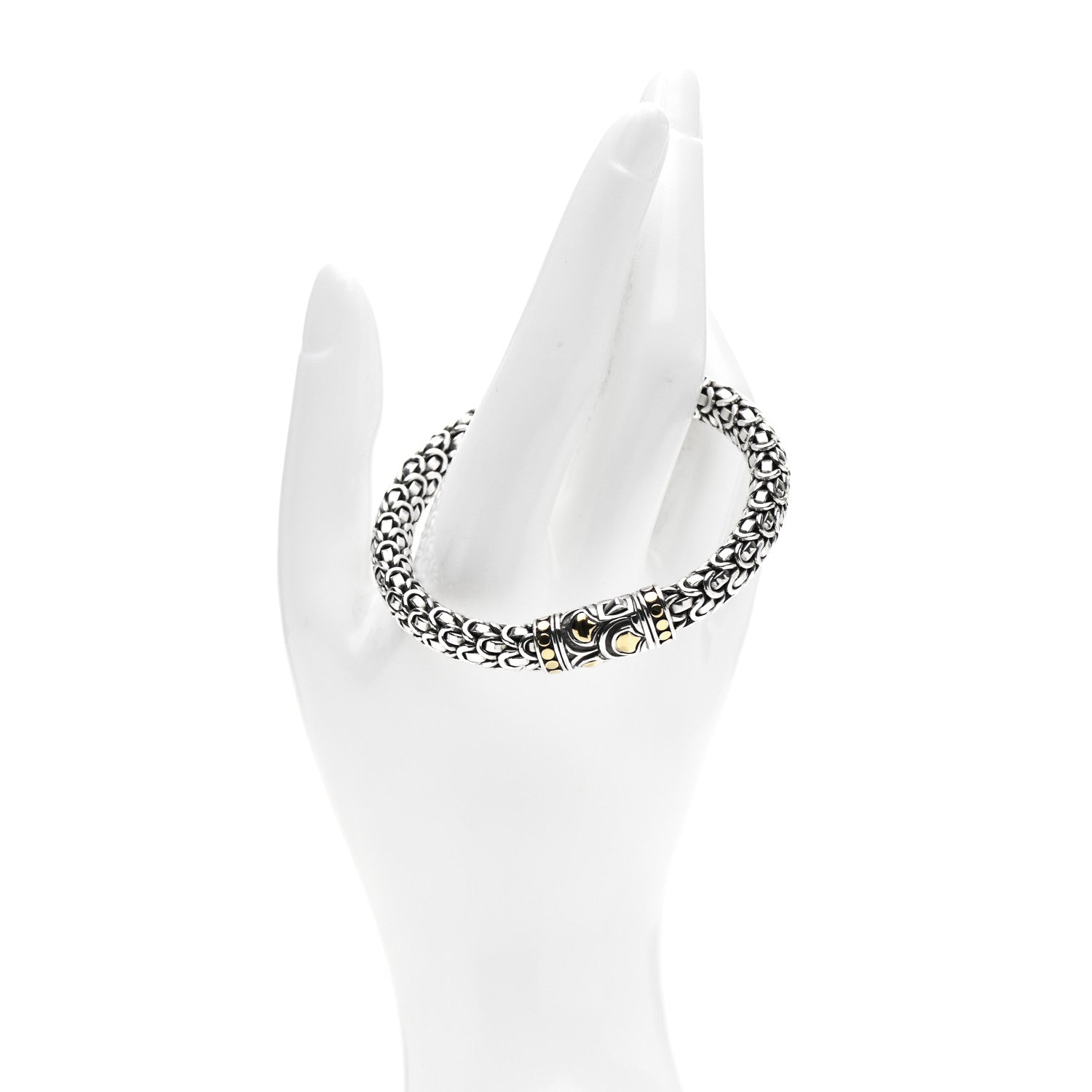 John Hardy Sterling Silver 18K Yellow Gold 8mm Naga Station Bracelet 2 of 4