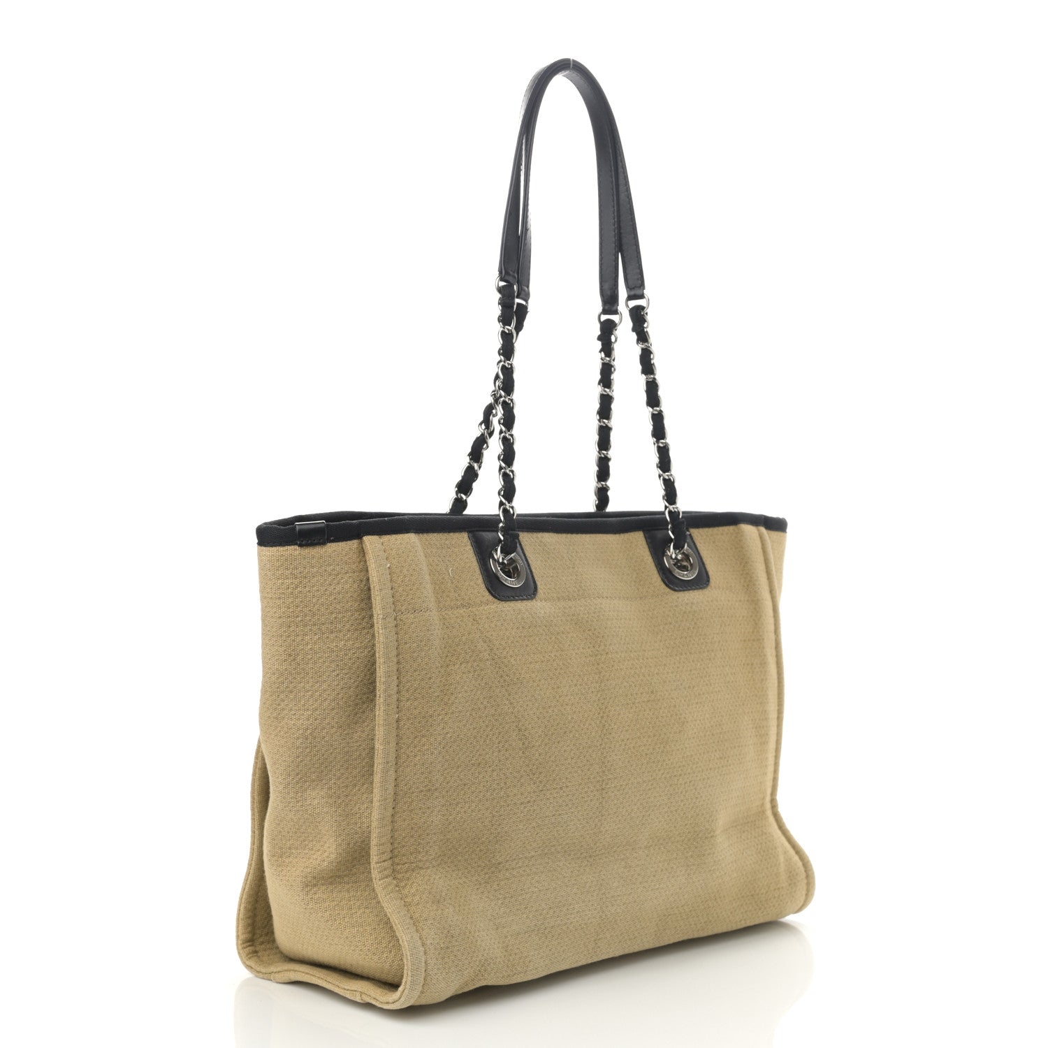 Chanel Canvas Small Deauville Tote Beige Black 3 of 13