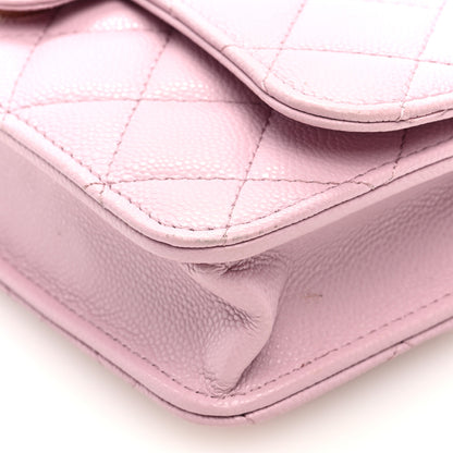 Chanel Caviar Quilted Flap Clutch with Chain Pink 10 of 10