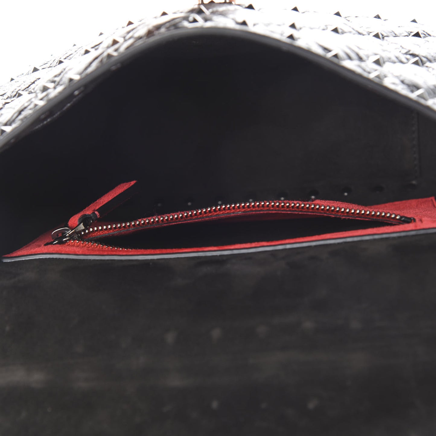 Craquele Nappa Medium Rockstud Spike Shoulder Bag Black