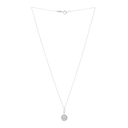 Tiffany Sterling Silver Pearl Nature Rose Pendant Necklace 2 of 4
