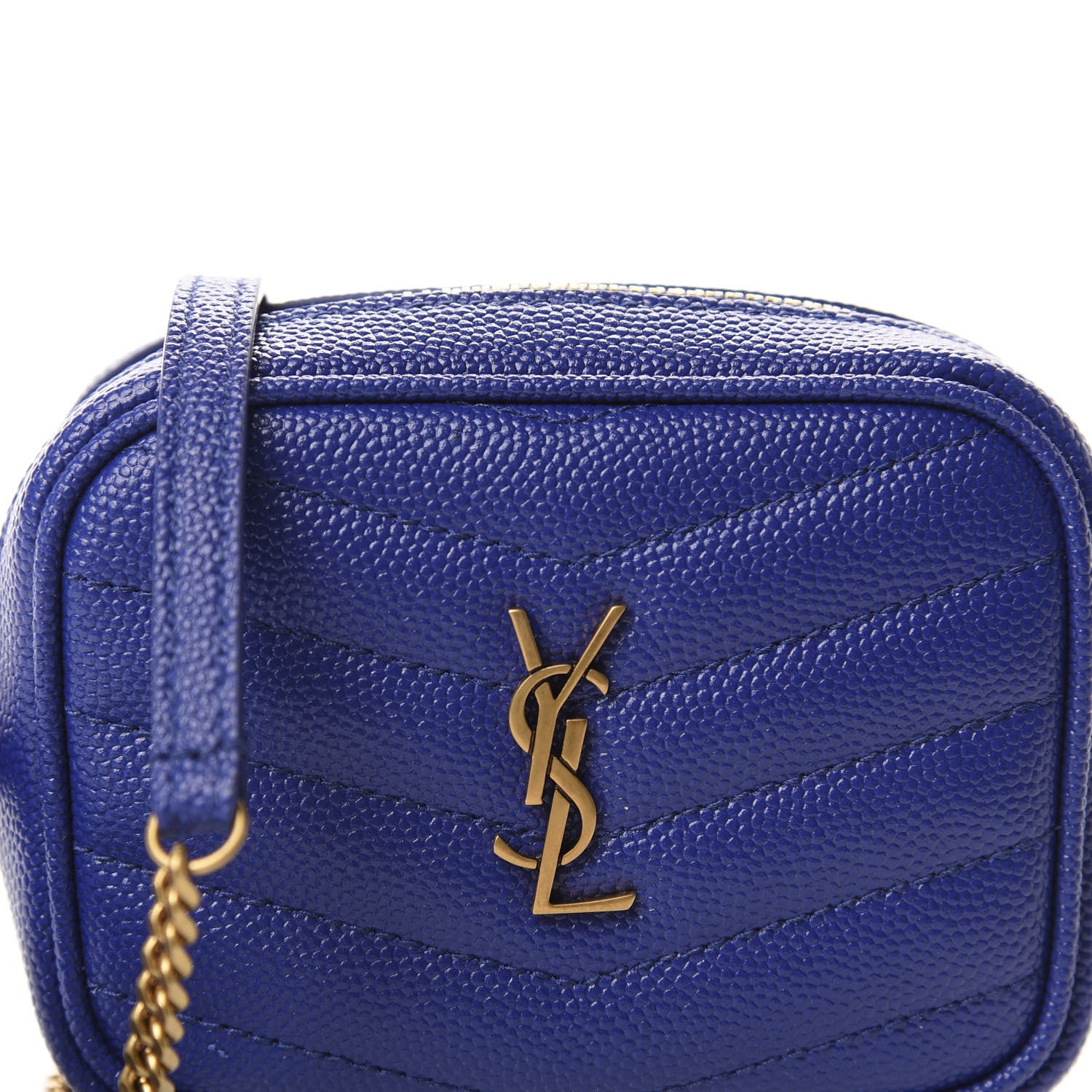 Saint Laurent Grain De Poudre Matelasse Monogram Baby Lou Camera Bag Sapphire Blue 10 of 11