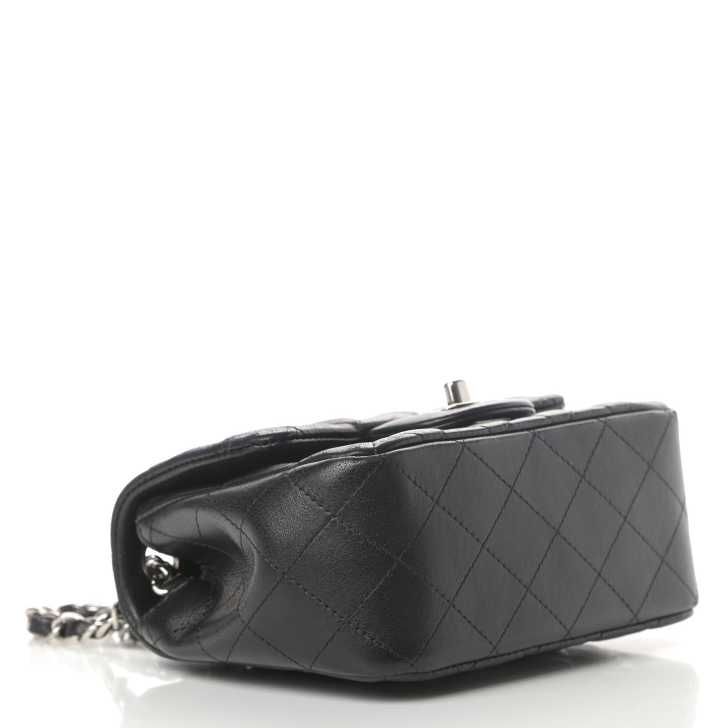 Lambskin Quilted Mini Square Flap Black