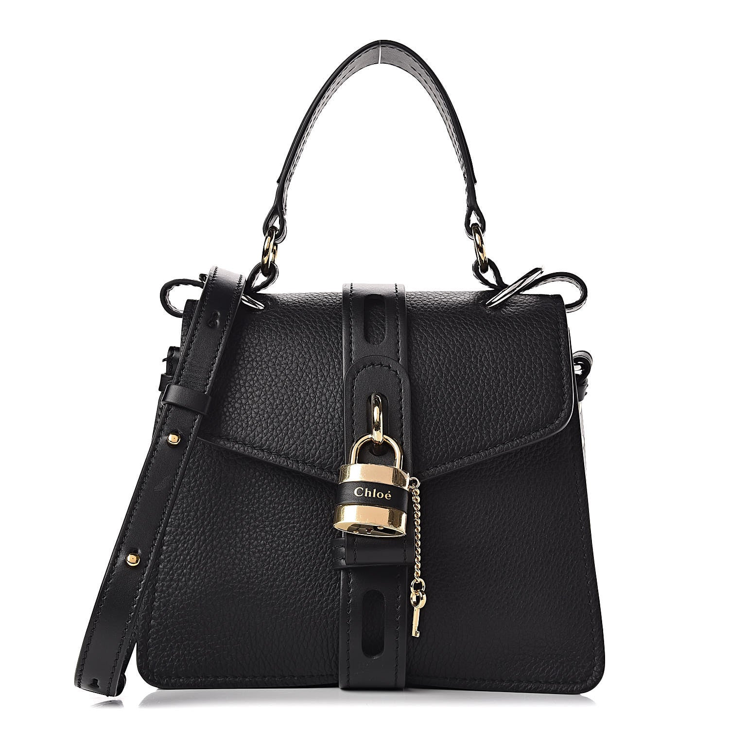 Chloe Shiny Grained Calfskin Small Aby Day Shoulder Bag Black 1 of 10