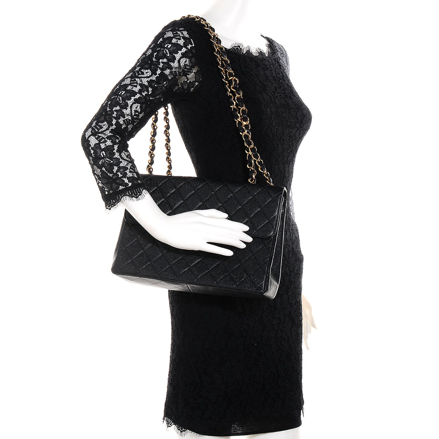 Caviar Jumbo Single Flap Black