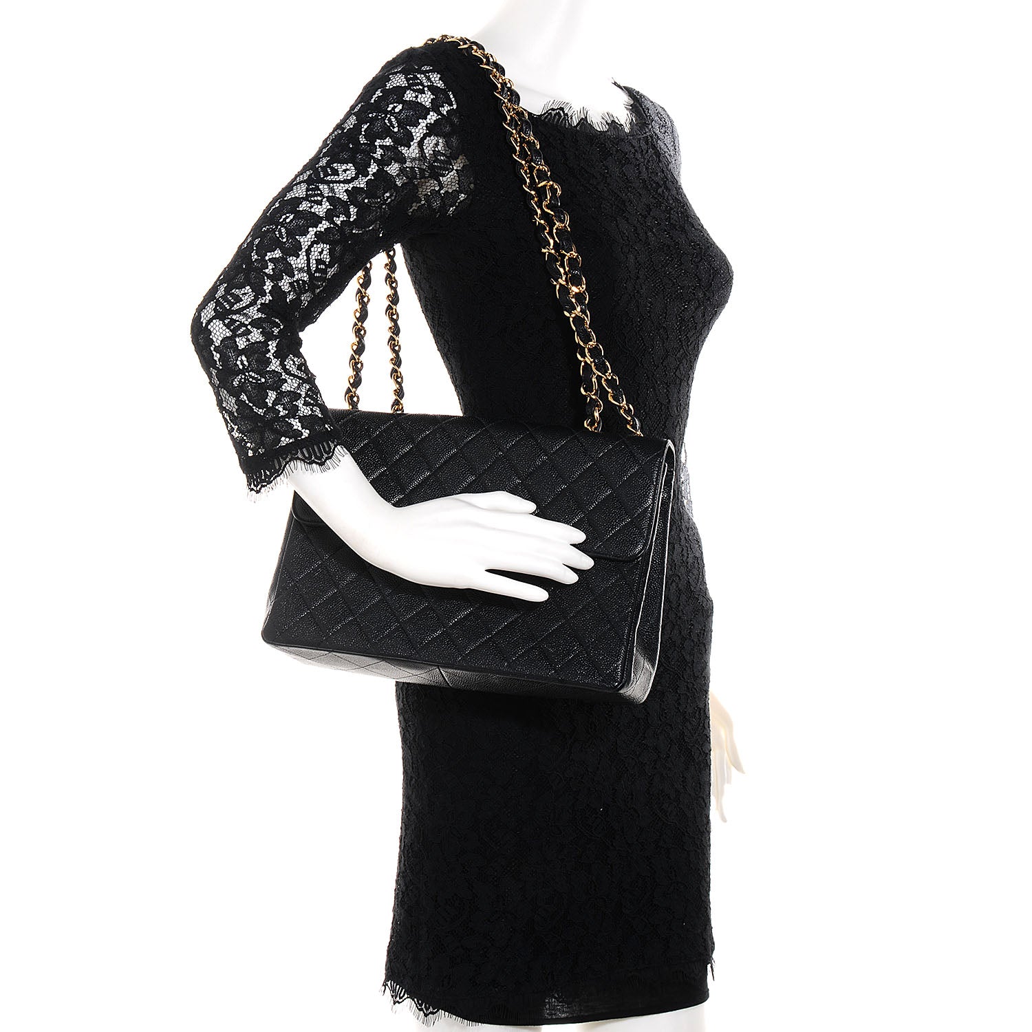Chanel Caviar Jumbo Single Flap Black 2 of 9