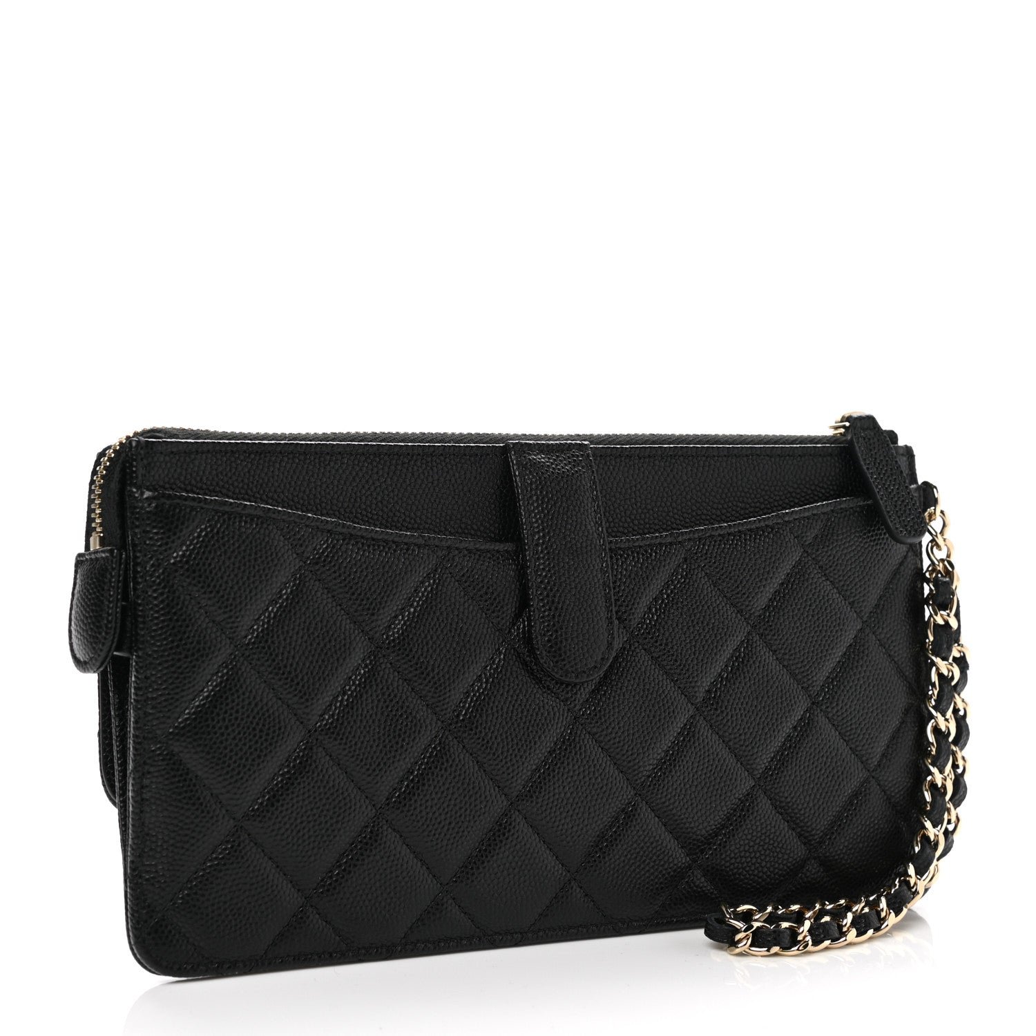 Chanel Caviar Quilted Classic Pouch With Handle Black 3 of 8