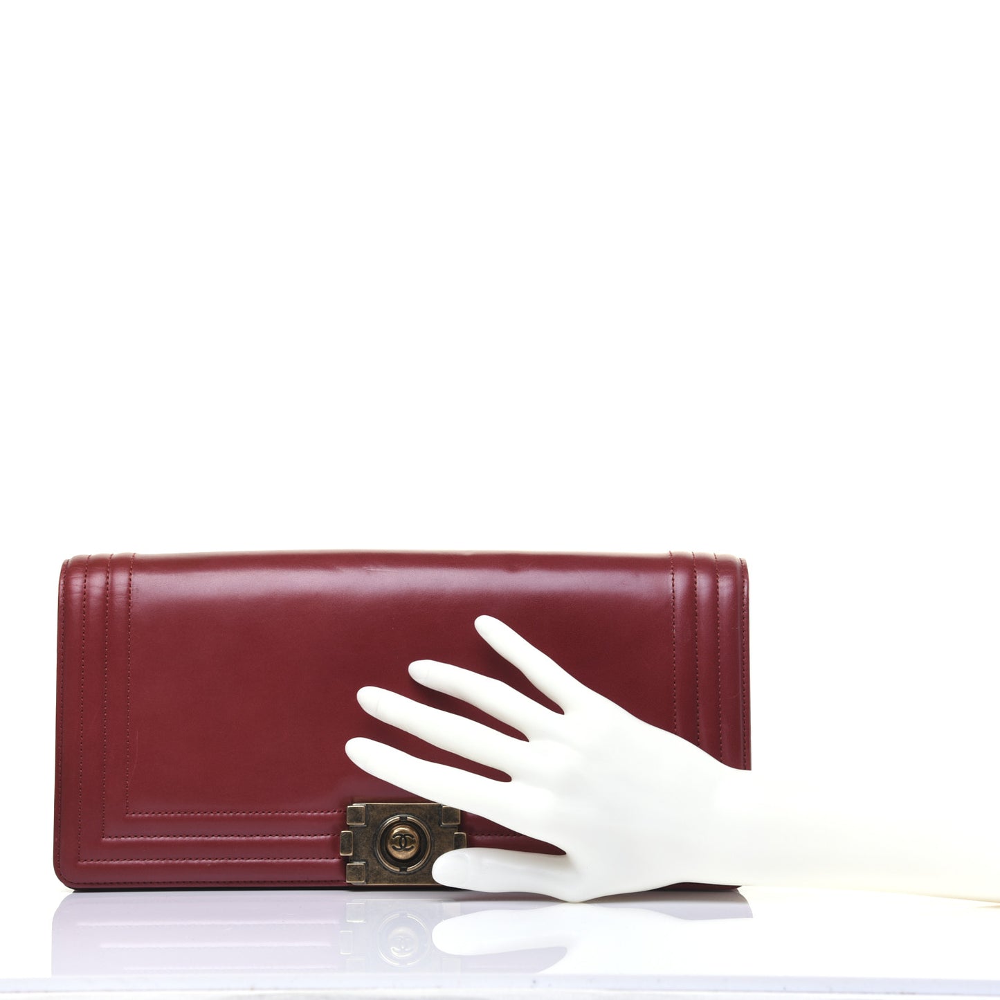 Glazed Calfskin Boy Flap Clutch Red