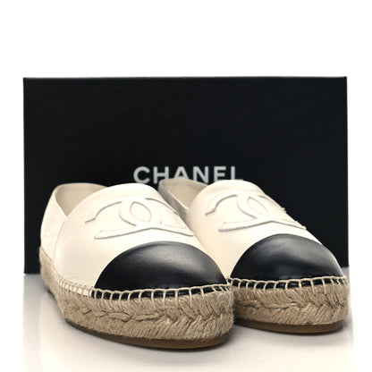 Chanel Lambskin CC Espadrilles 39 White Black 10 of 10