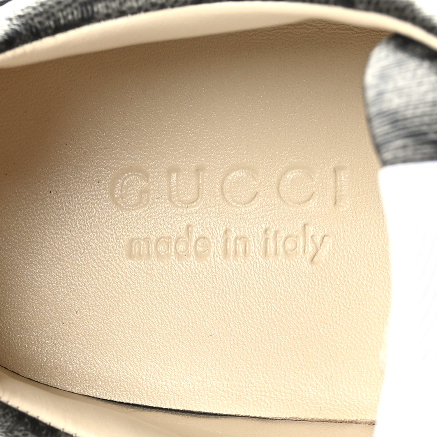 Gucci GG Supreme Monogram Apollo Calfskin Mens Rhyton Sneakers 8 Grey Black Graphite Grey 8 of 10