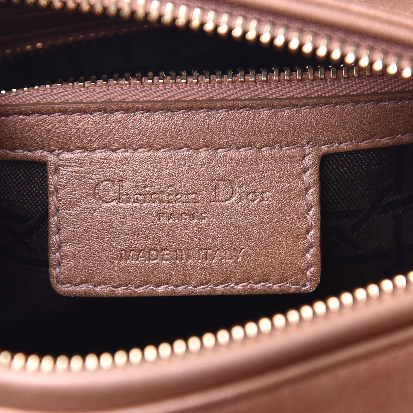 Metallic Lambskin Cannage Medium Lady Dior Bronze