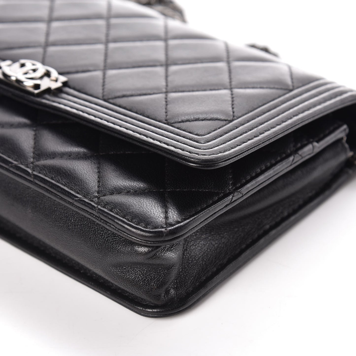 Lambskin Quilted Boy Wallet On Chain WOC Black