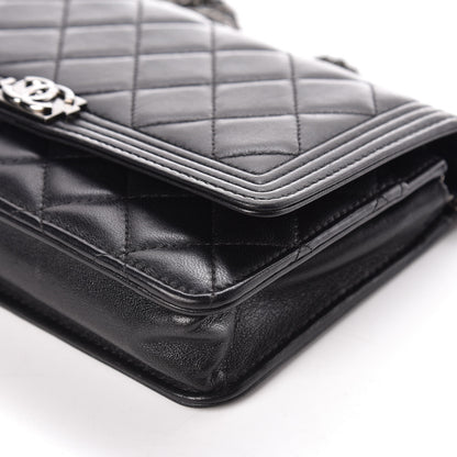 Chanel Lambskin Quilted Boy Wallet On Chain WOC Black 10 of 11