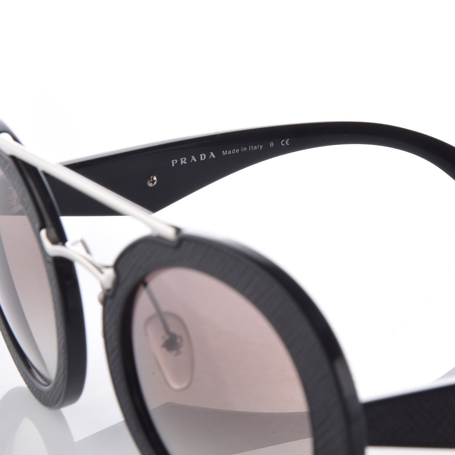 Prada Round Sunglasses SPR 15S Black 6 of 8
