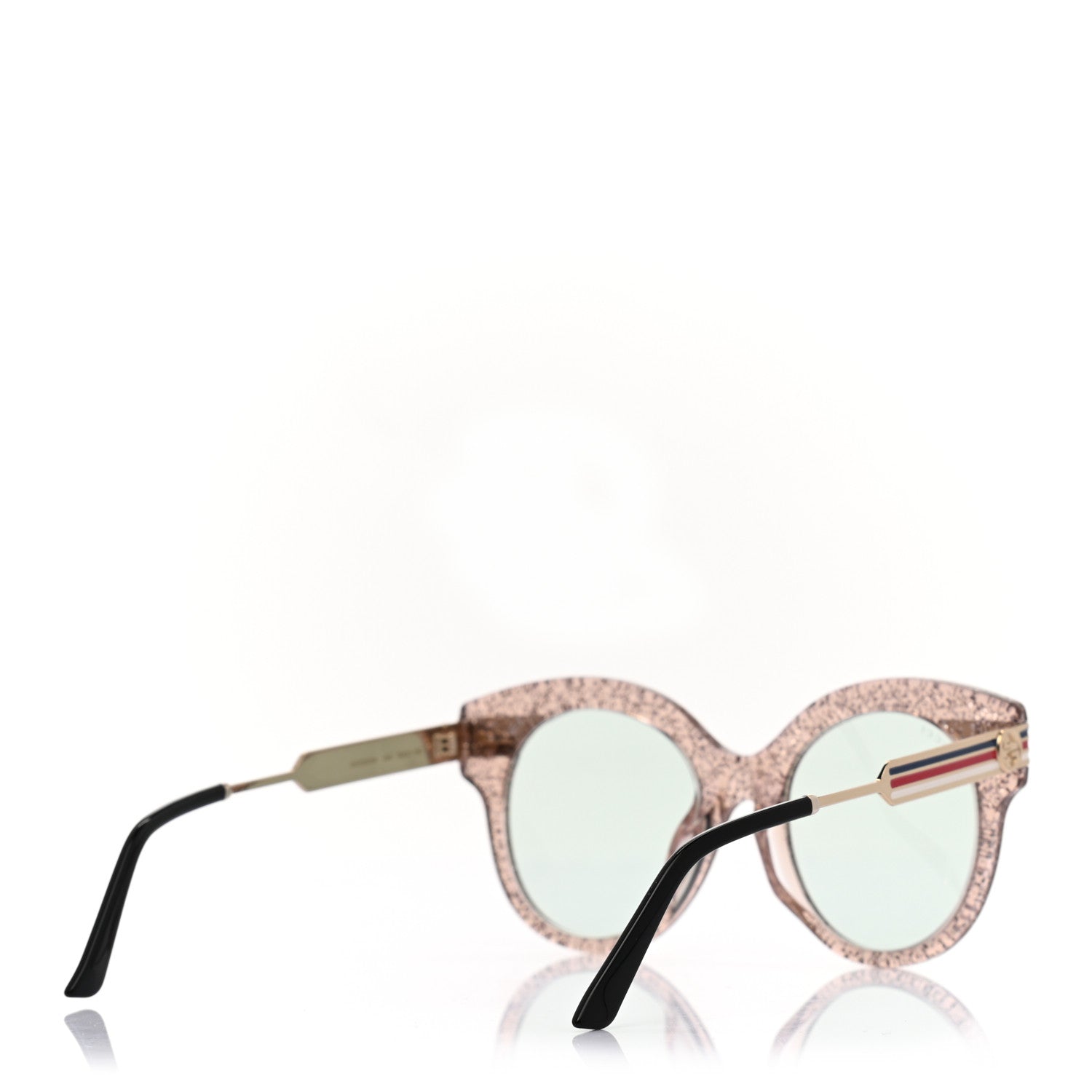 Gucci Acetate Round Frame Web Glitter GG0282SA Sunglasses Pink 4 of 8