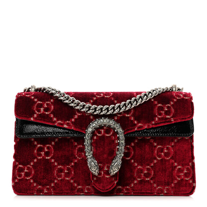 Gucci Velvet Skipper Crystal GG Monogram Small Dionysus Shoulder Bag Red Cipria Black Black Diamond 1 of 8