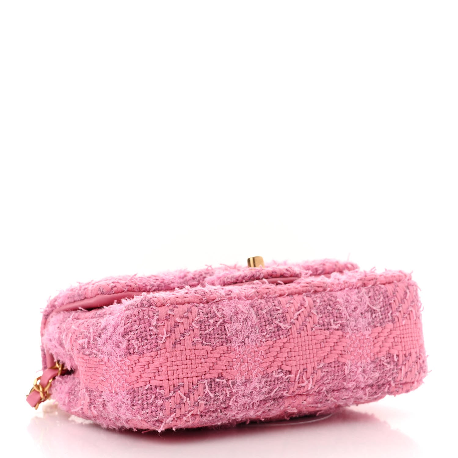 Chanel Tweed Quilted Pearl Twist Mini Square Flap Pink Dark Pink 4 of 11
