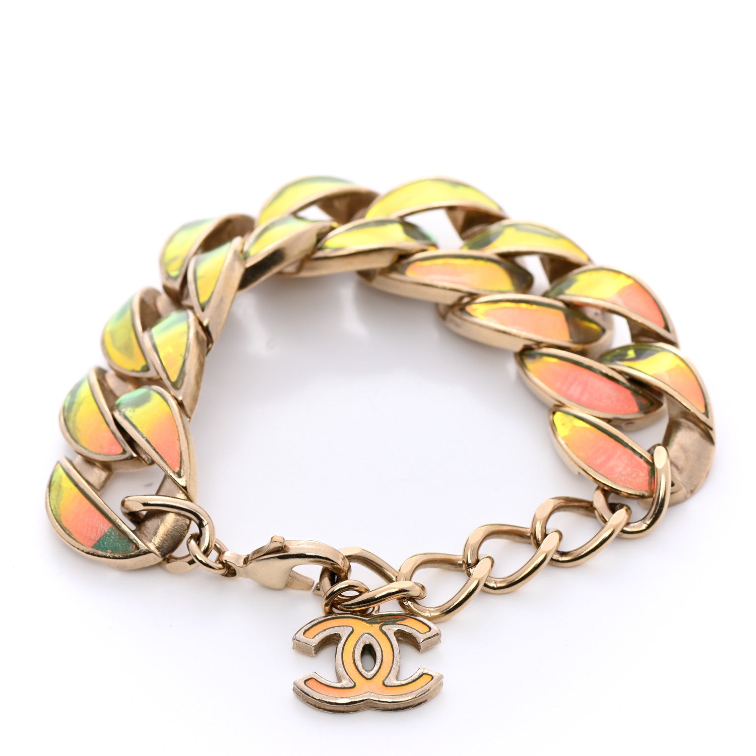 Chanel Iridescent CC Chain Link Bracelet Gold 3 of 5