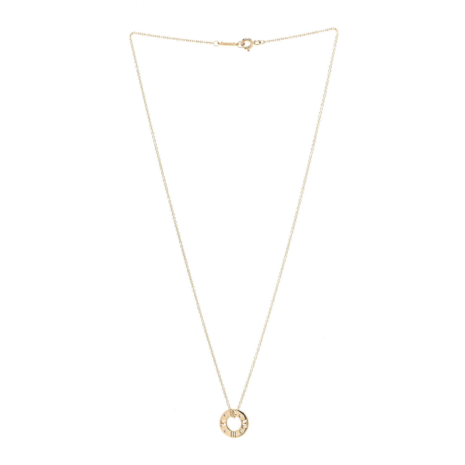 Tiffany 18K Yellow Gold Diamond Atlas Pierced Pendant Necklace 3 of 7