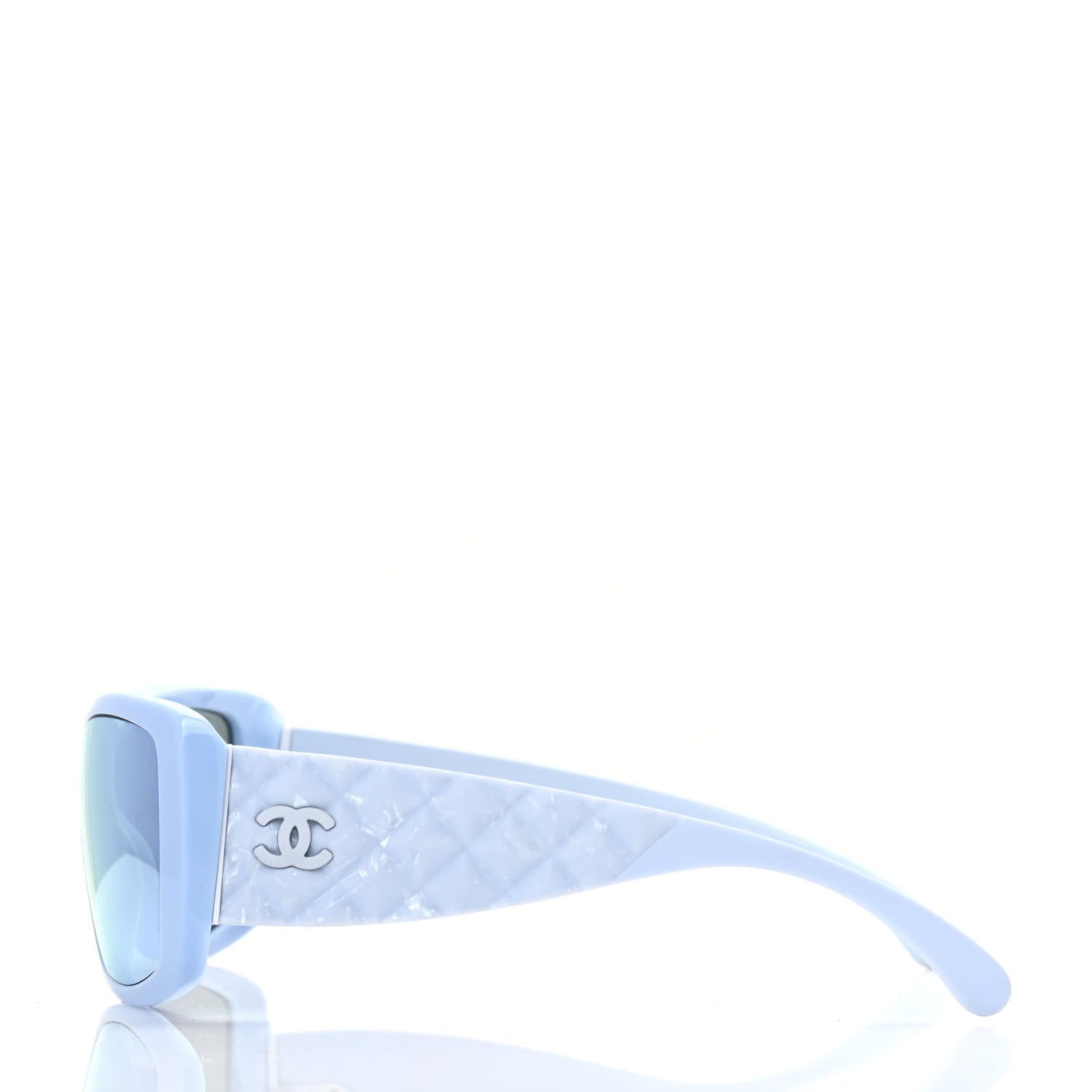 Chanel Wood Rubber Shield Sunglasses 71337 Light Blue 3 of 7