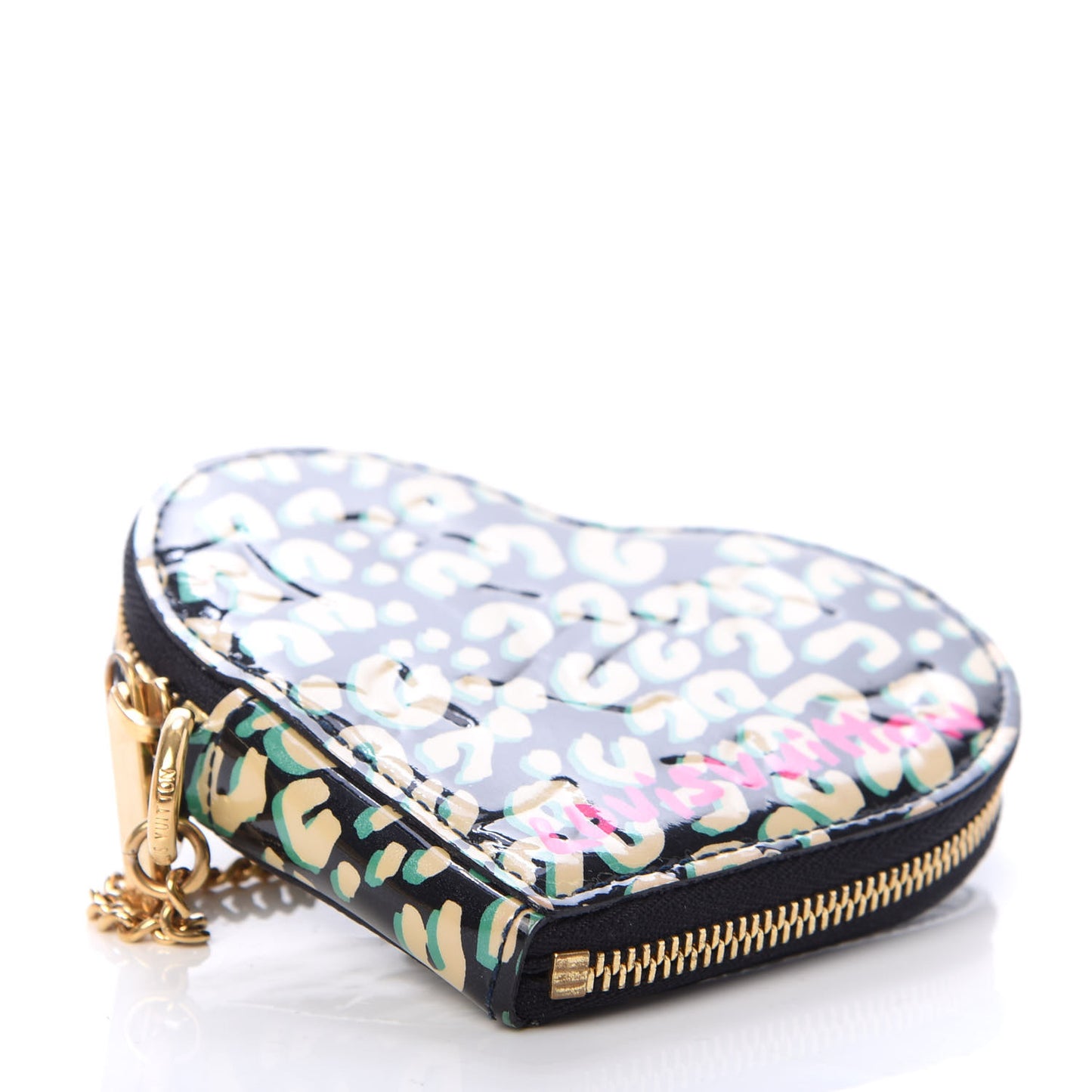 Vernis Leopard Coeur Heart Coin Purse Blue Infini