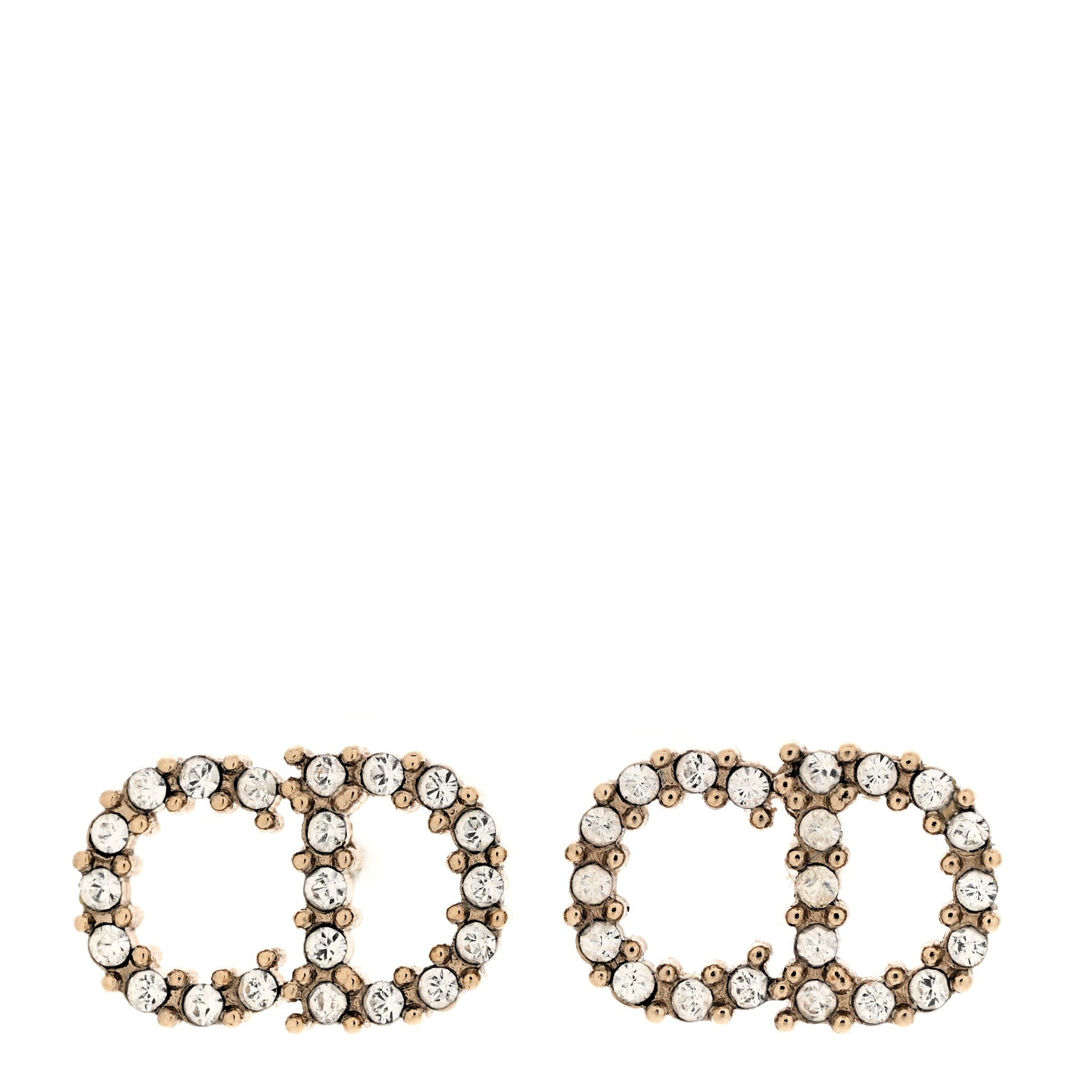 Christian Dior Strass Crystal CD Earrings Gold 1 of 5