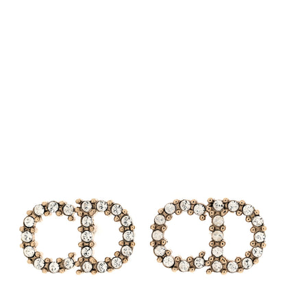 Christian Dior Strass Crystal CD Earrings Gold 1 of 5