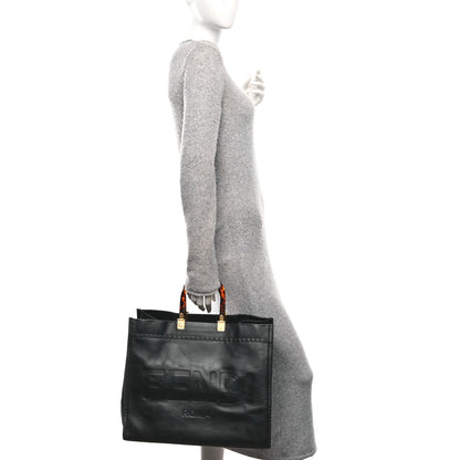 Fendi Vitello King Plexiglass Large Fendi Sunshine Shopper Tote Black 2 of 9