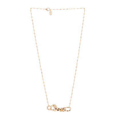 Cartier 18K Pink Gold Diamond Tsavorite Black Lacquer Panthere De Cartier Necklace 2 of 4