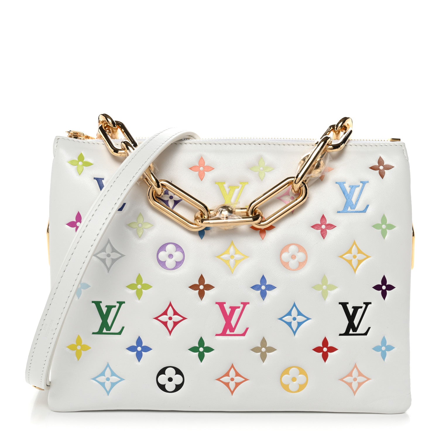 T*S様 Louis Vuitton ホワイト ボディバッグ Louis Vuitton LV x TM Lambskin Embossed Monogram Coussin PM White