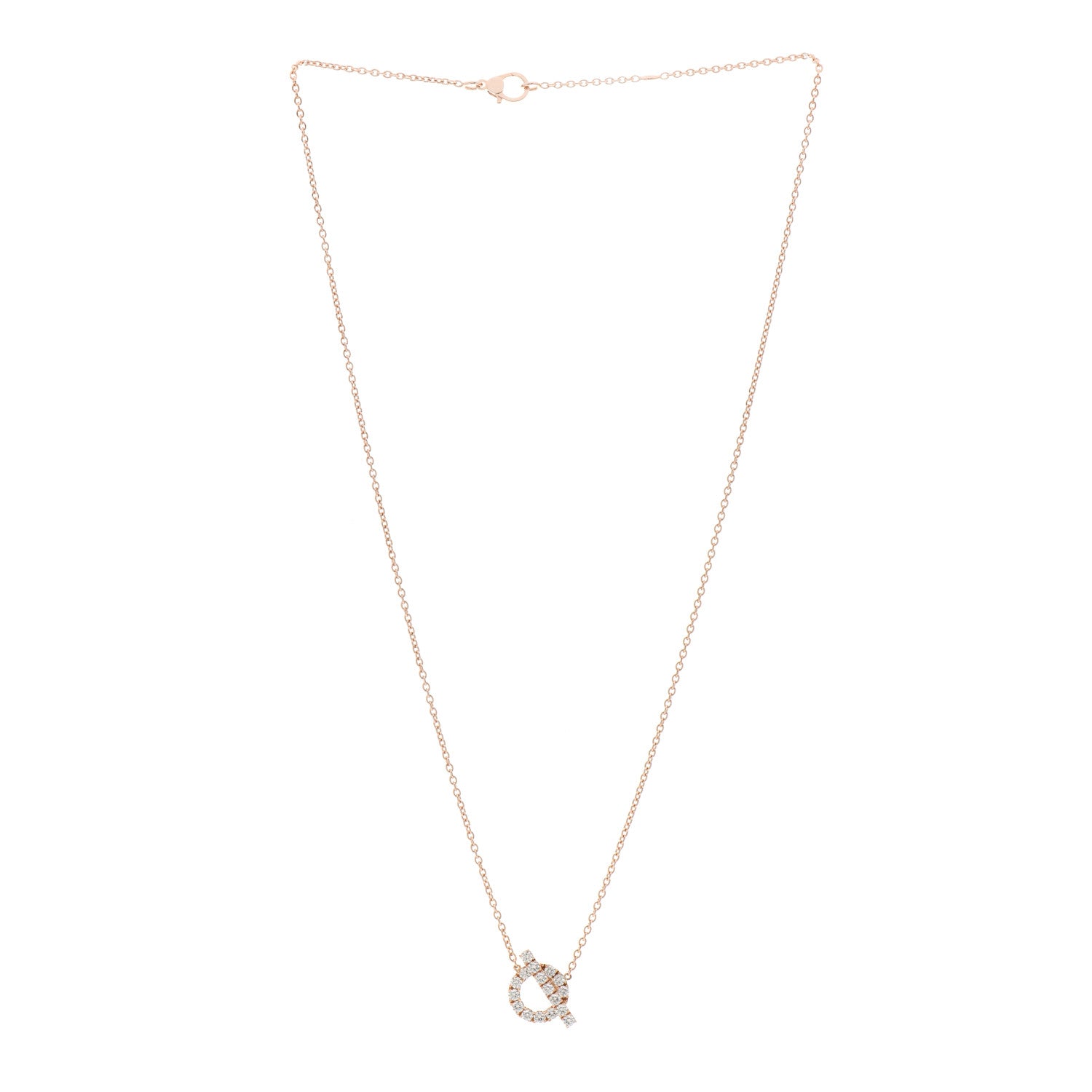 Hermes 18K Rose Gold Diamond Finesse Pendant Necklace 2 of 4