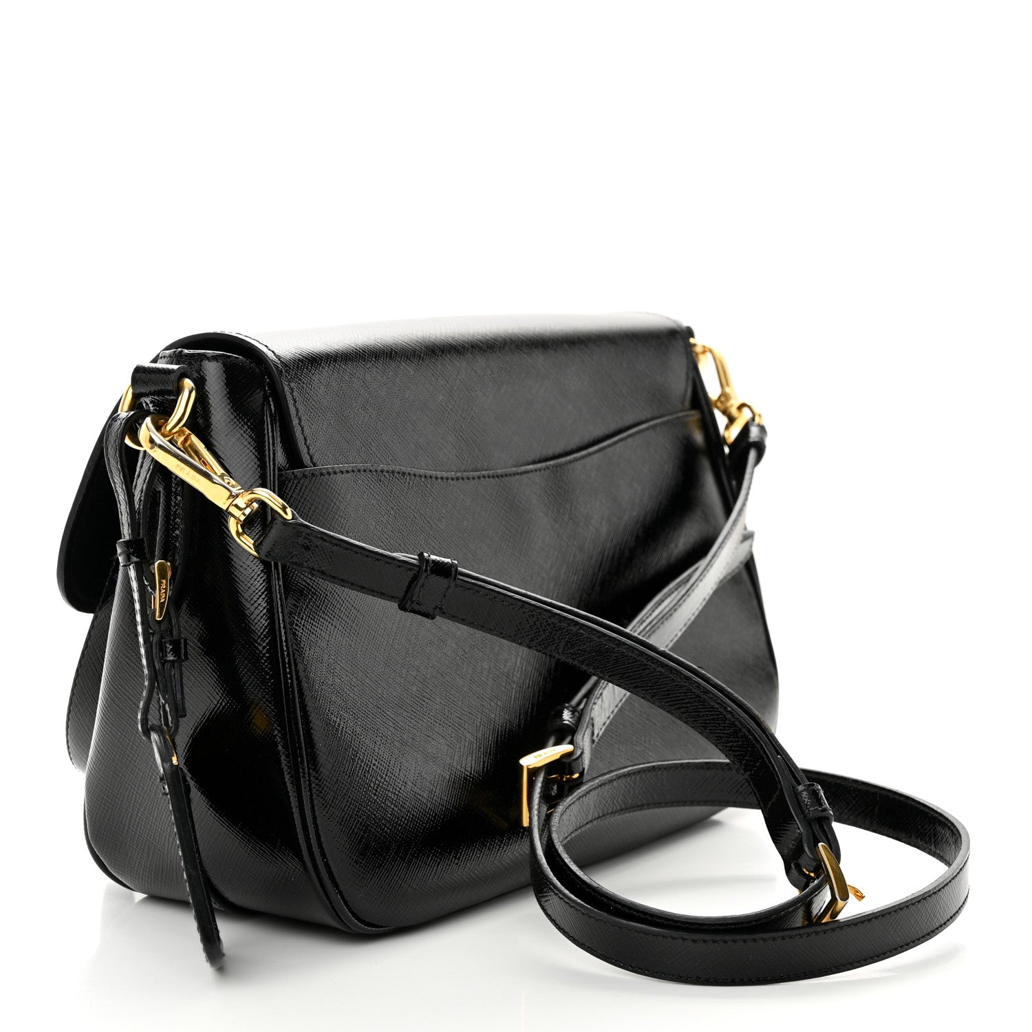 Prada Saffiano Vernice Messenger Bag Black 3 of 17