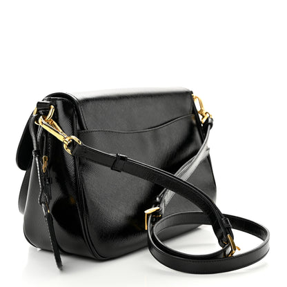 Prada Saffiano Vernice Messenger Bag Black 3 of 17