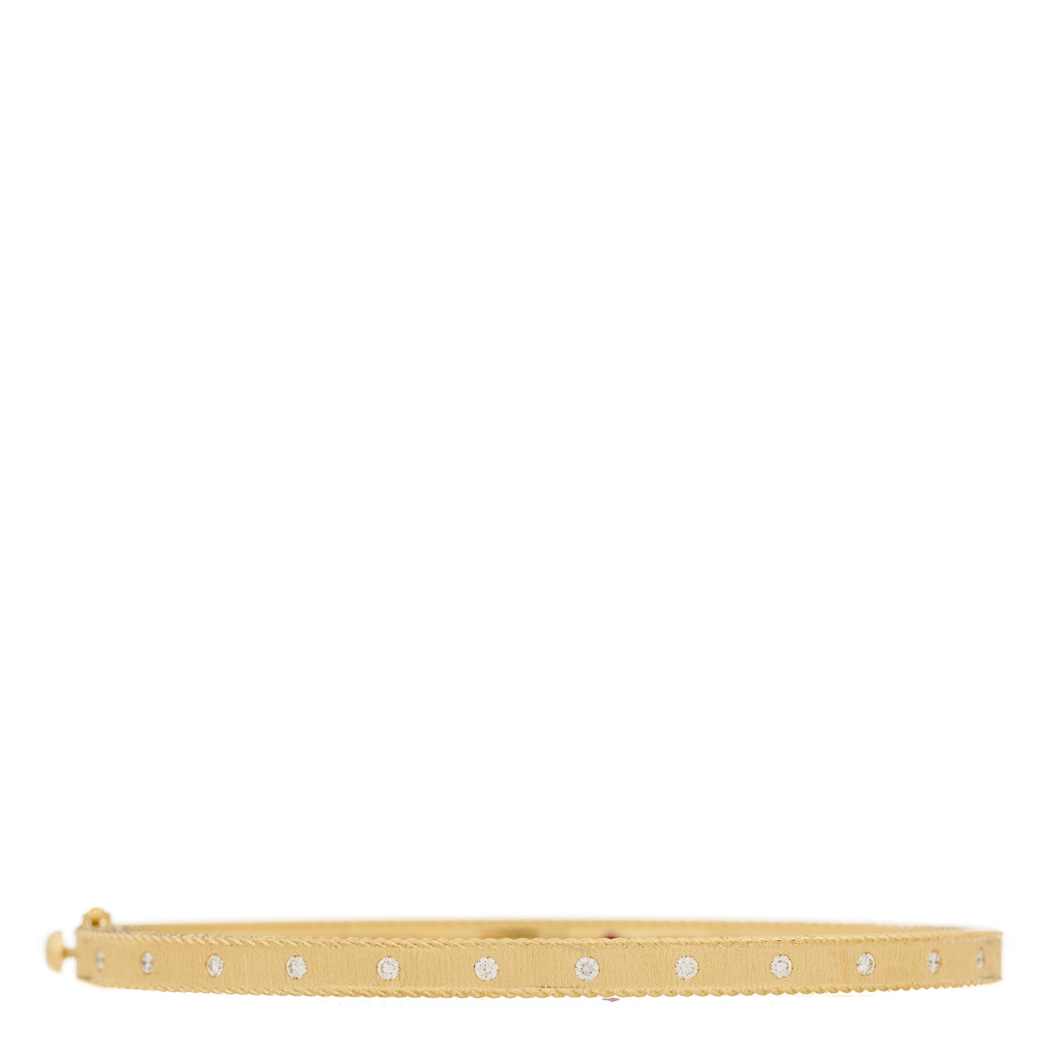 Roberto Coin 18K Yellow Gold Diamond Princess Hinged Bangle Bracelet 1 of 4