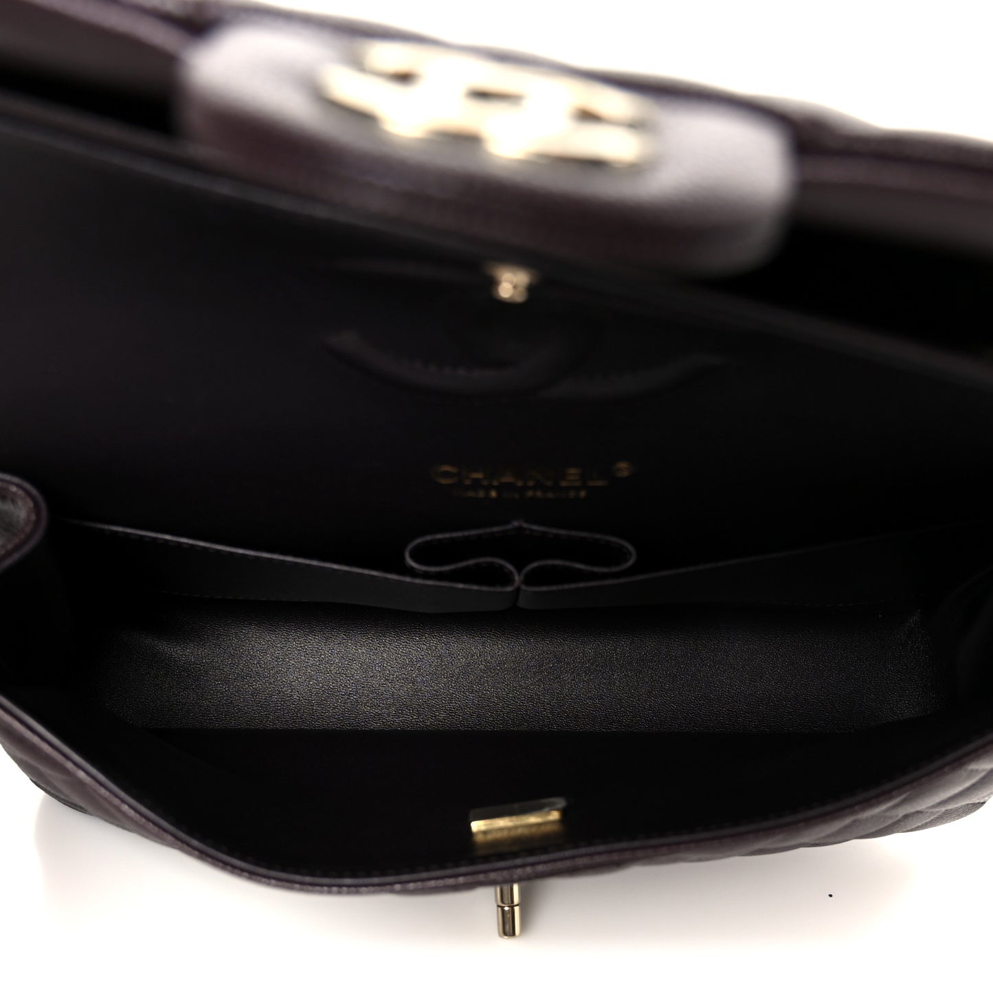 Caviar Quilted Medium Double Flap Dark Purple