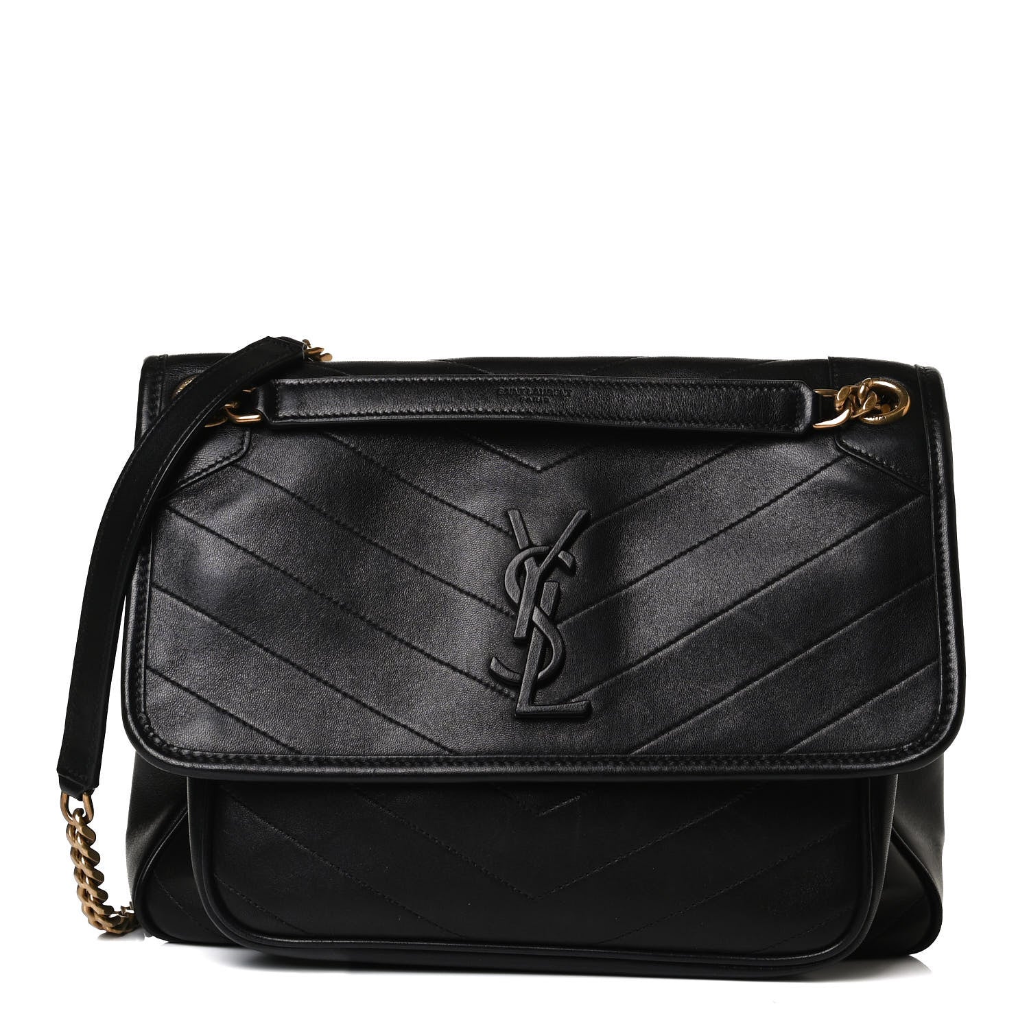 Saint Laurent Lambskin Matelasse Monogram Medium Niki Chain Satchel Black 1 of 13