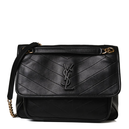 Saint Laurent Lambskin Matelasse Monogram Medium Niki Chain Satchel Black 1 of 13