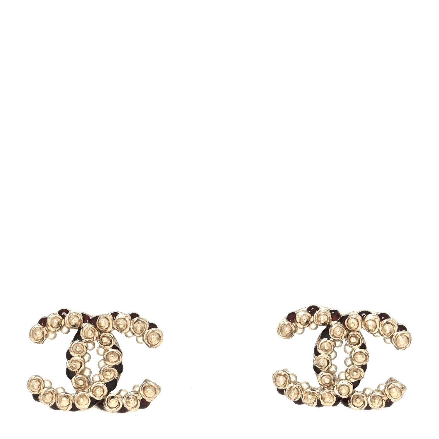 Chanel Metal Bead CC Earrings Gold 1 of 5