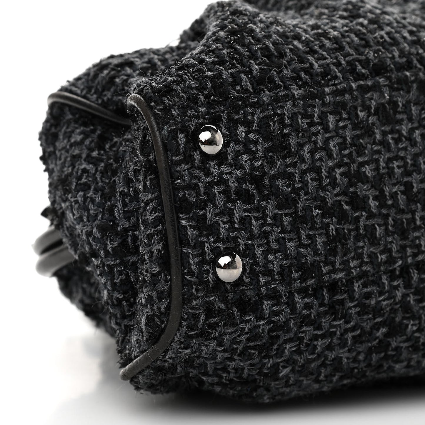 Tweed Paris NY Framed Pleated Pouch Bag Grey