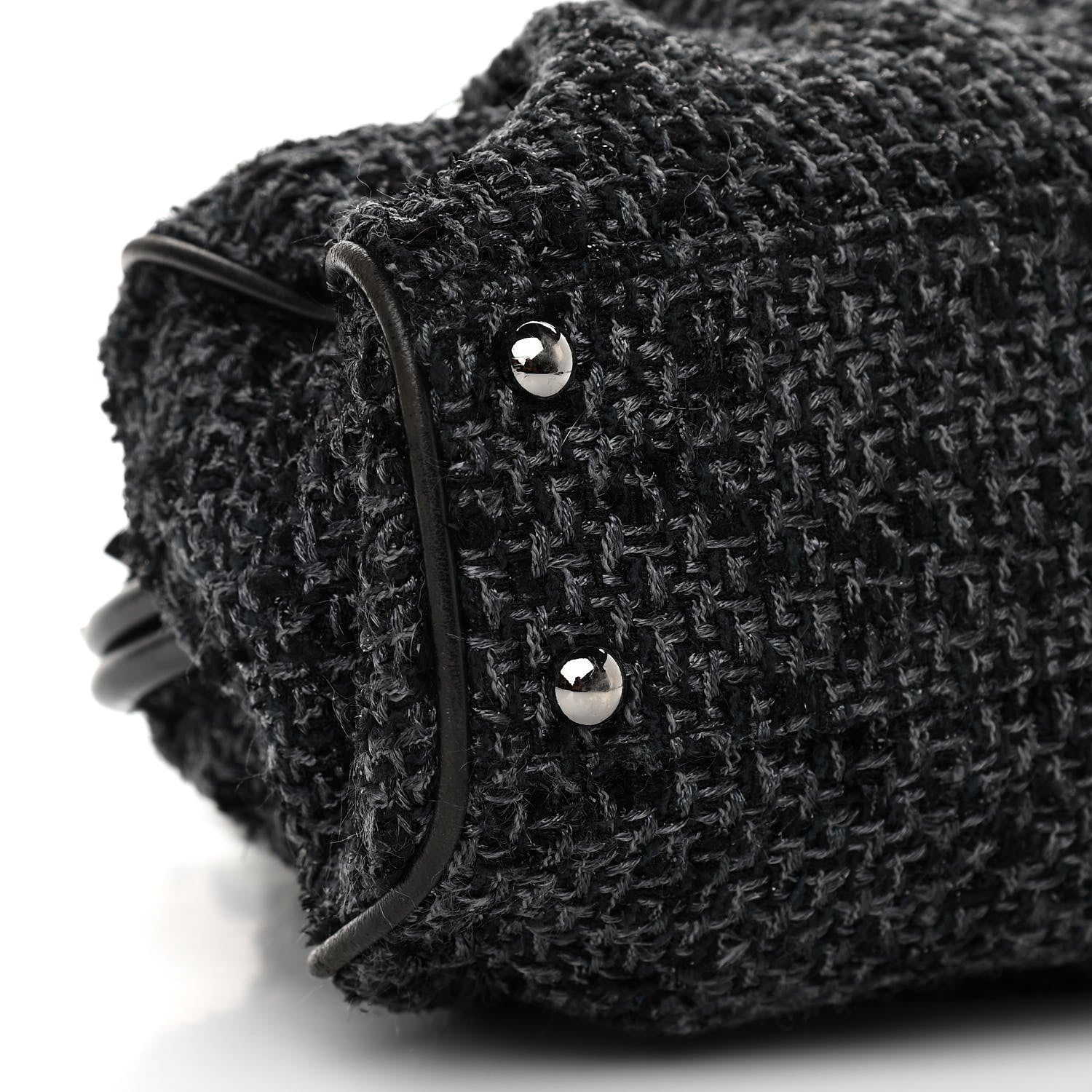 Chanel Tweed Paris NY Framed Pleated Pouch Bag Grey 9 of 12