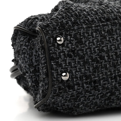 Chanel Tweed Paris NY Framed Pleated Pouch Bag Grey 9 of 12